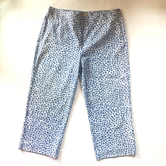 Peck & Peck navy print Casual Capri pants  Size 12 - Picture 1 of 9